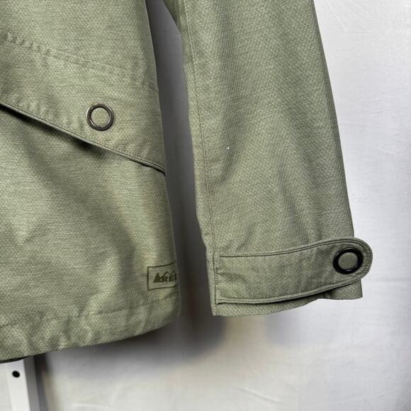 REI Elements Long Sleeve Hooded Rain Winter Coat Green Ladies Size Small - Picture 5 of 11
